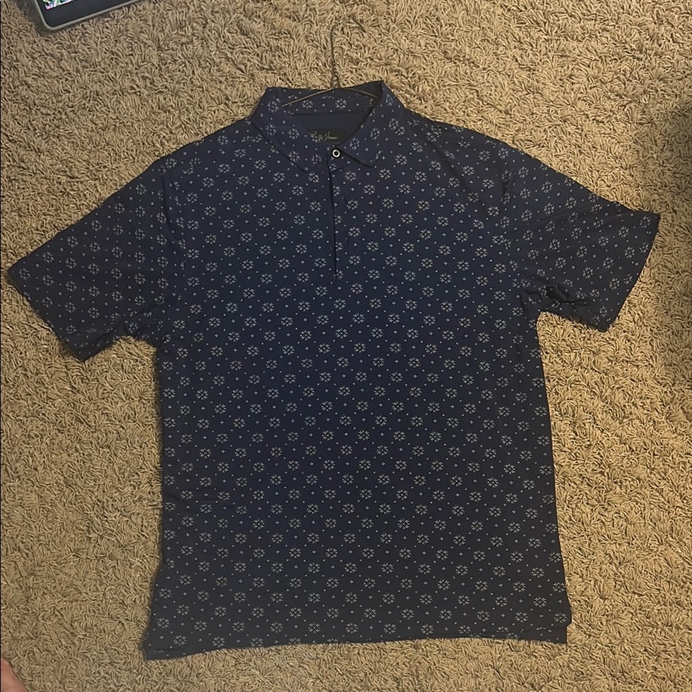 Bobby Jones Blue Polo Shirt with Geometric Pattern